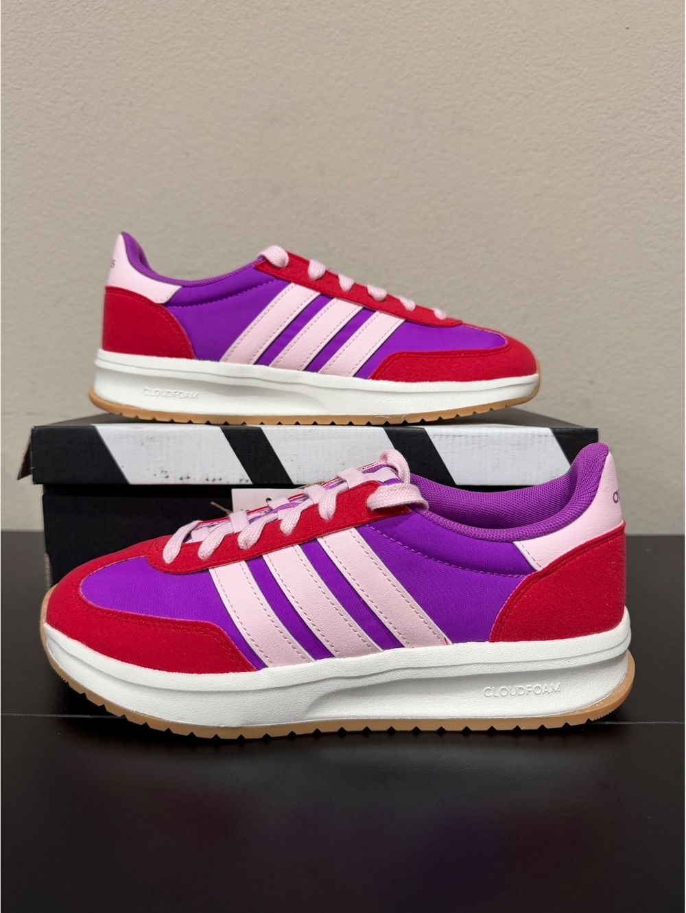 Size 4Y/5 Women - Adidas Run 70s 2.0 GS “Purple Red Pink”